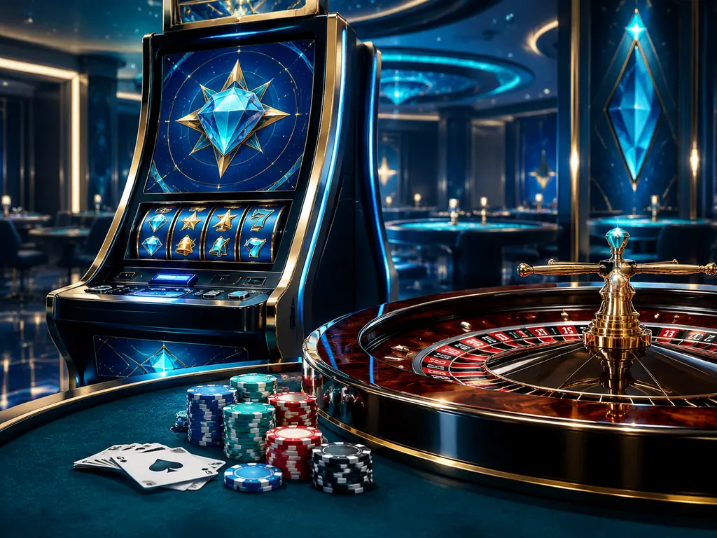 Layar permainan digital dan perangkat meja casino